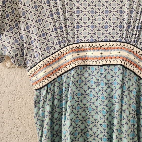 Anthropologie Conditions Apply Priscilla Geometric Embroidered Romper Boho M - Picture 7 of 12